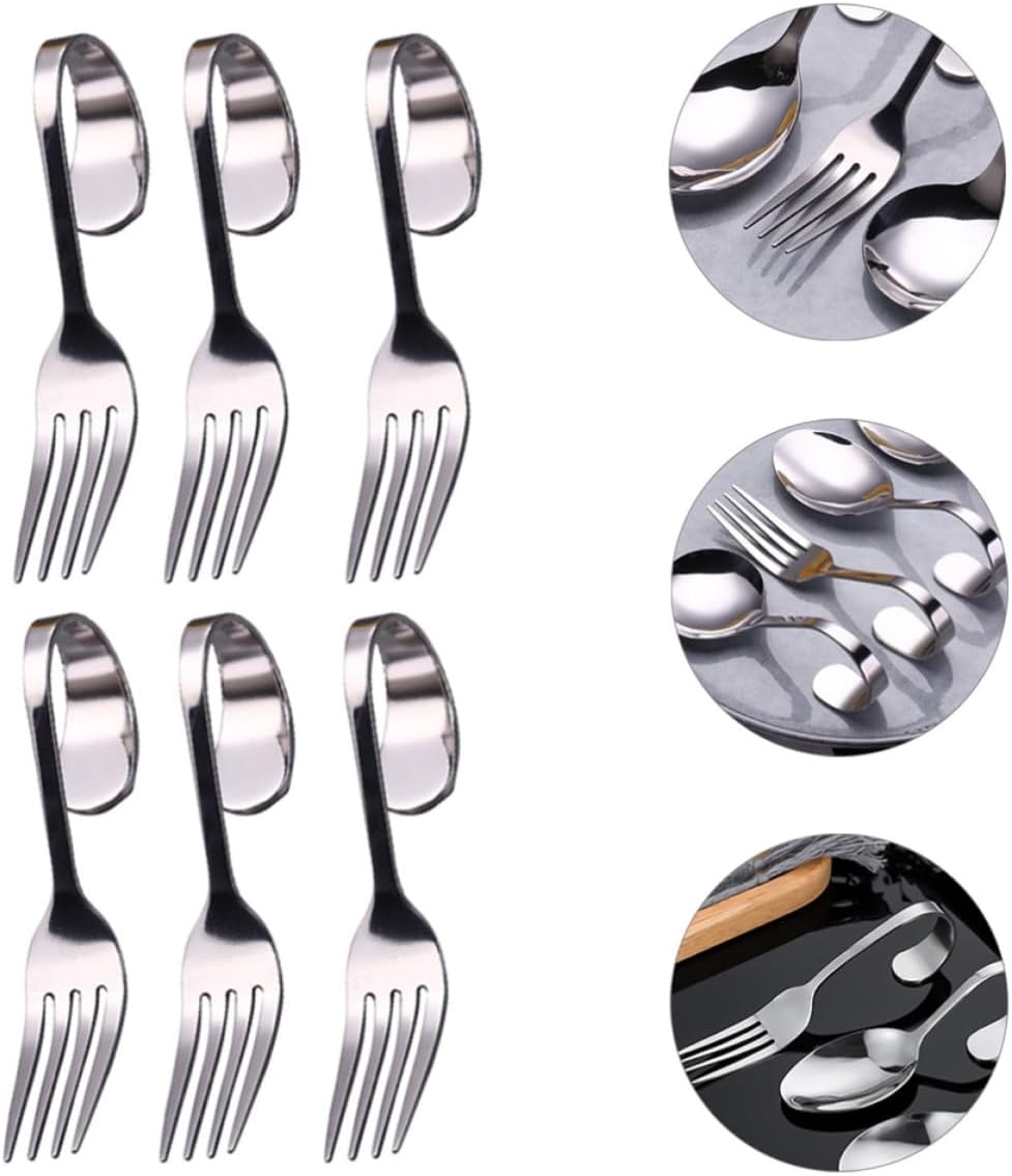 Cake Forks and Salad Forks 6pcs Curved Handle Stainless Steel for Hotels and Dessert Shops for Eating Salads