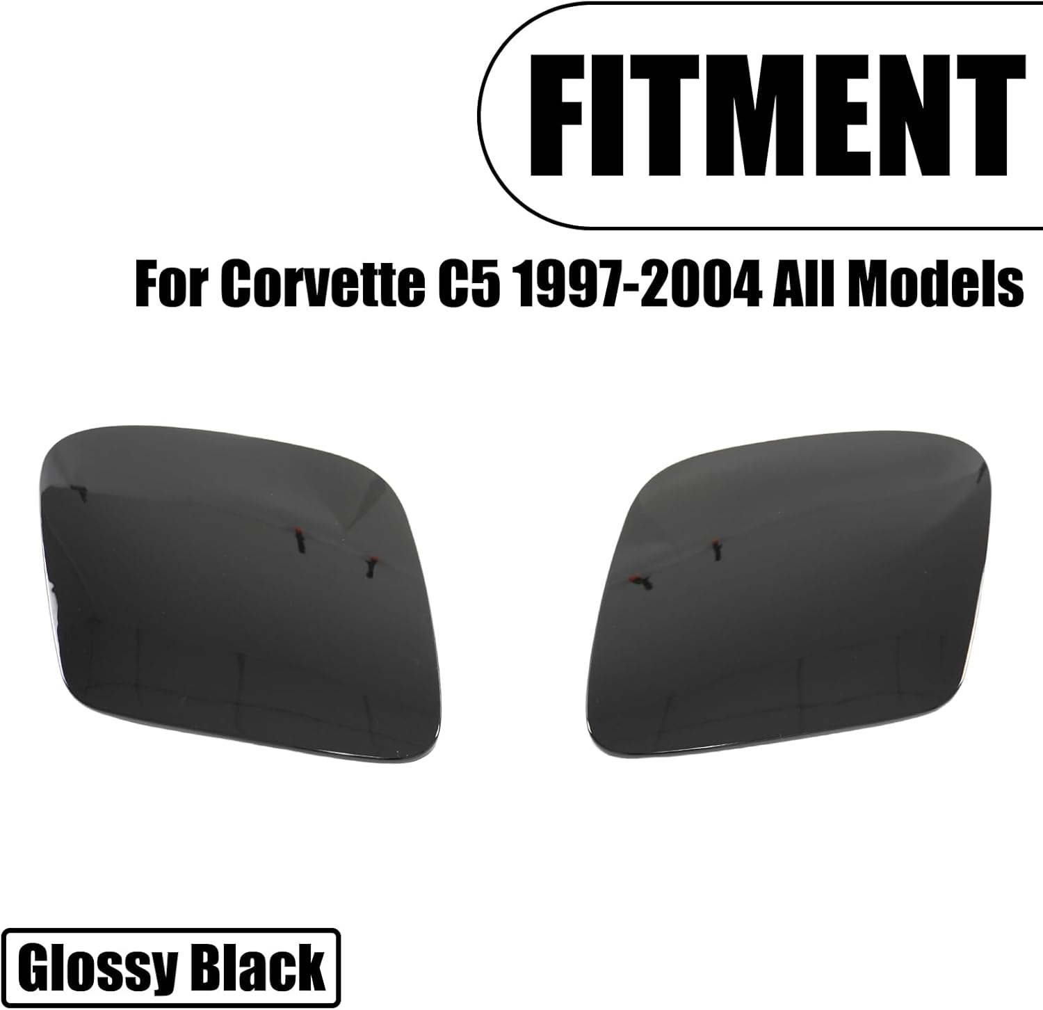 2PCS Headlight Cover for Corvette C5 1997-2004 Factory Style OE Replacement Part ABS Plastic Driver Side Passenger Side (Glossy Black)
