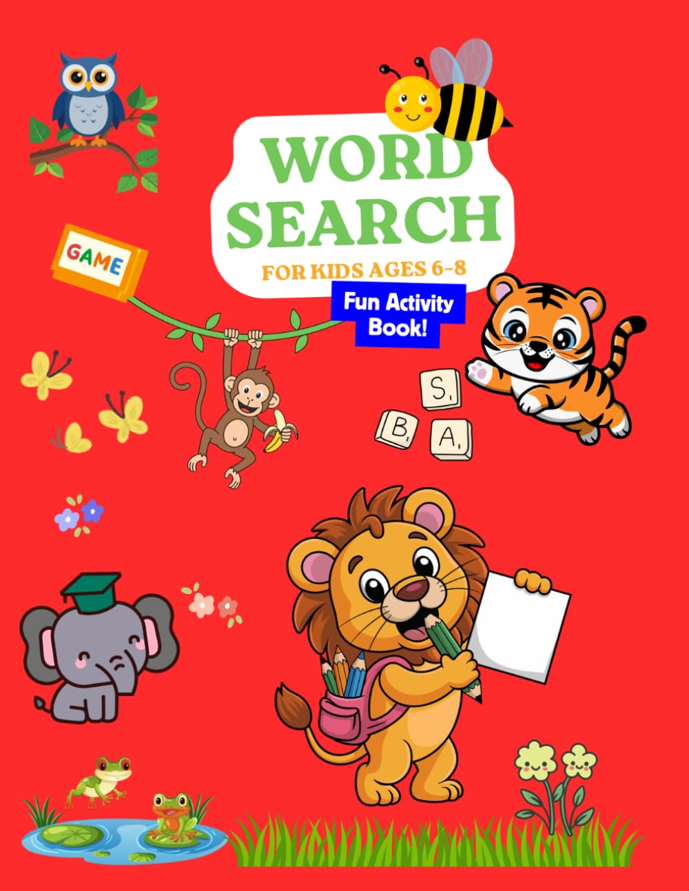 Word Search for Kids Ages 6–8: Fun Puzzles with Animals, Fruits, Colors & More