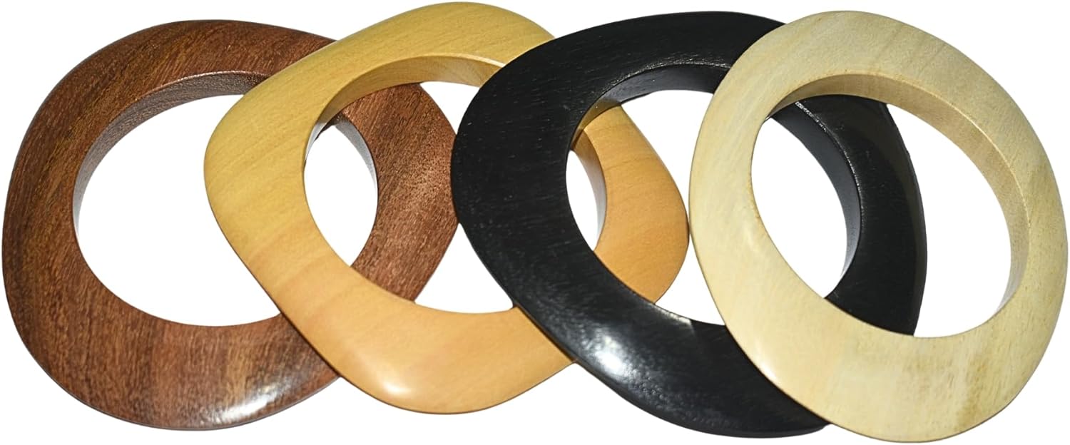 Wooden Triangle Oval Shape Bangle Set for Women | Handmade Natural Wood Bangles | Geometric Artisan Design | Lightweight Stylish Jewelry | Boho Fashion Accessories | Gift for Her