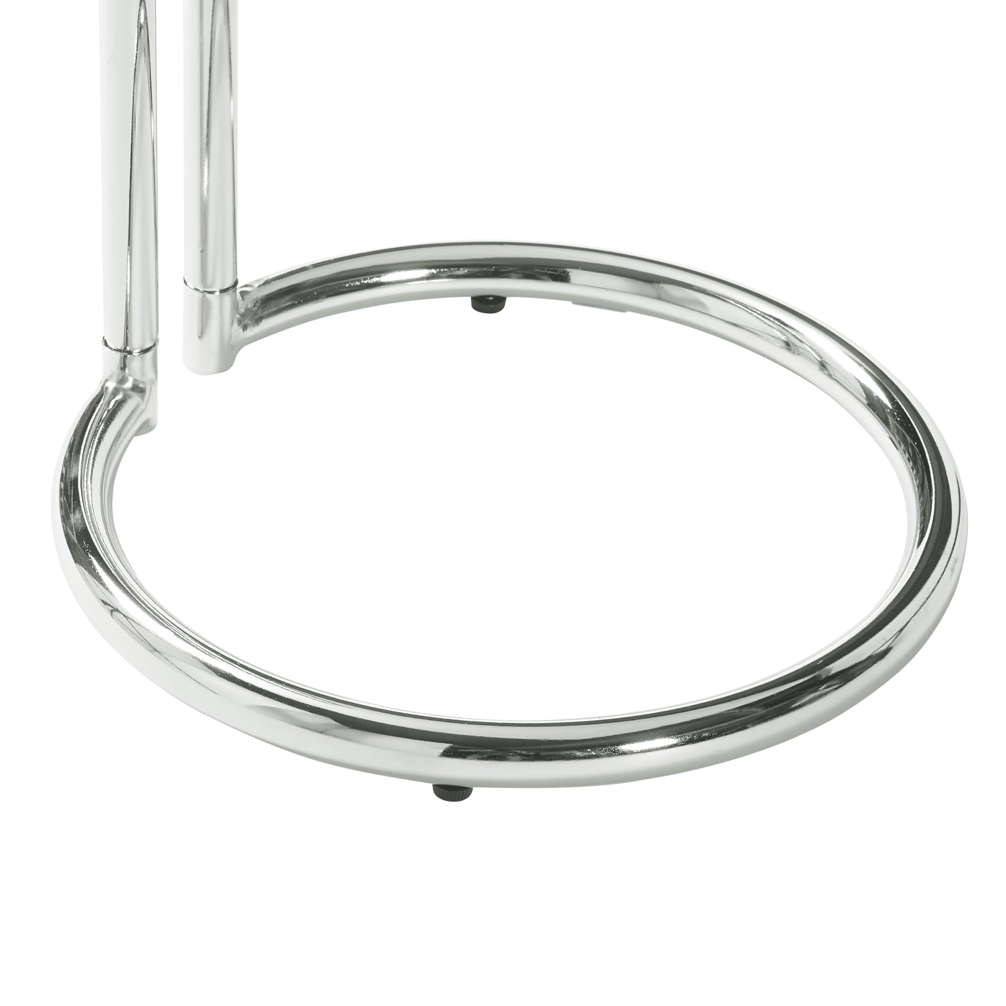 [en.casa] Mesa Auxiliar Ylivieska en Forma de C Mesa de Centro Redonda Mesita de Salón Uso Versátil Tablero de Vidrio Templado Metal 46 x Ø 45 cm - Transparente/Color Cromo