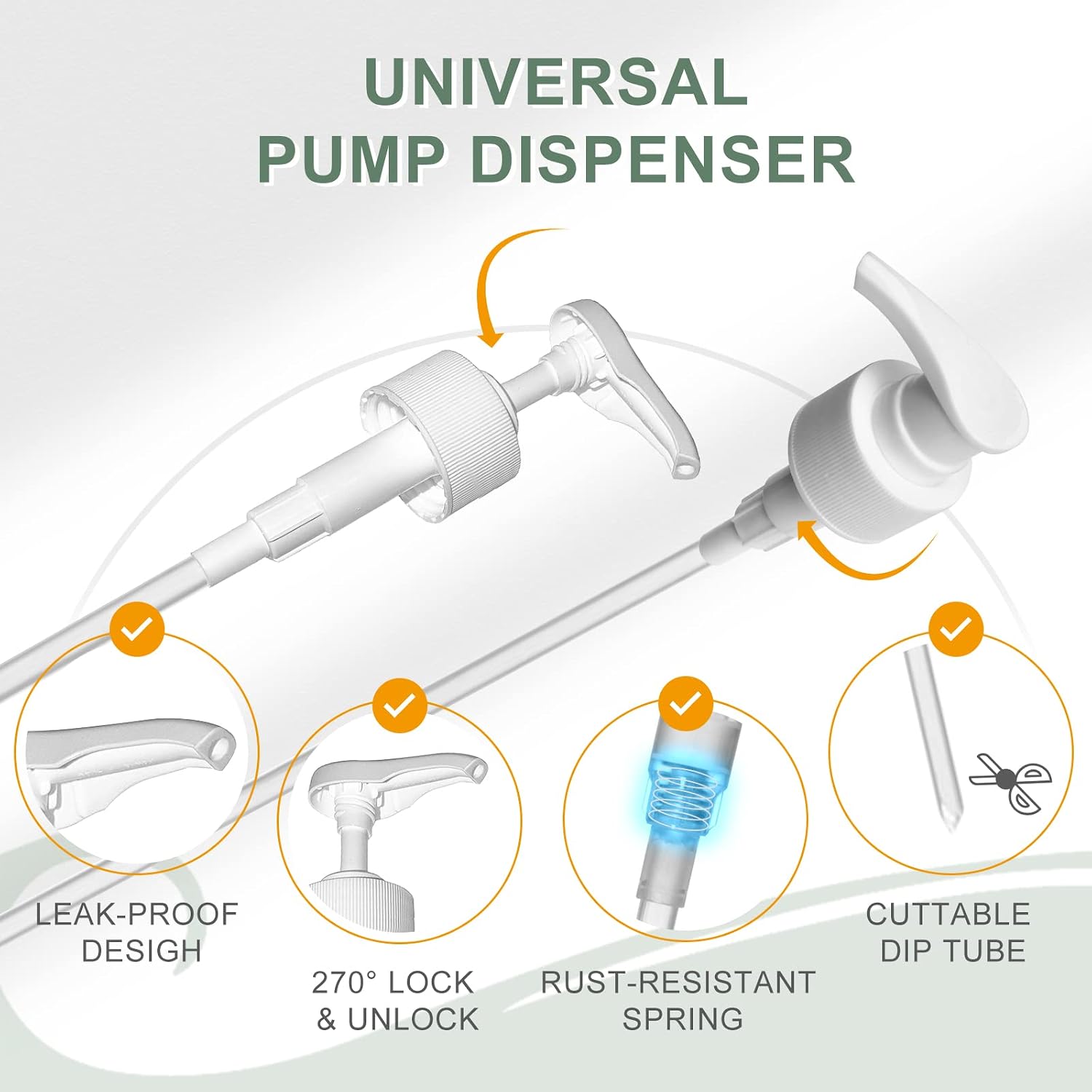 Universal Pump Dispenser, 28/410 Pump Lid Top Replacement Fits Most 1 Liter (33.8oz) Bottles for Sanitizer, Lotion, Shampoo, Conditioner (6 Pack)