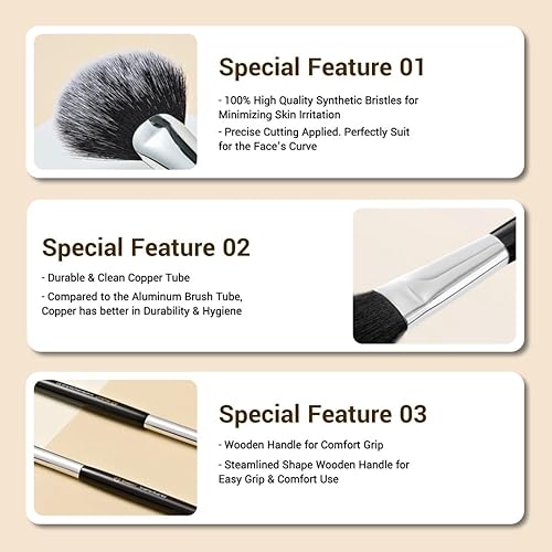 Miniatura 3 de Brocha para quitar la nariz, cepillo de maquillaje profesional con cerdas sintéticas de primera calidad, cepillo de maquillaje coreano impecable