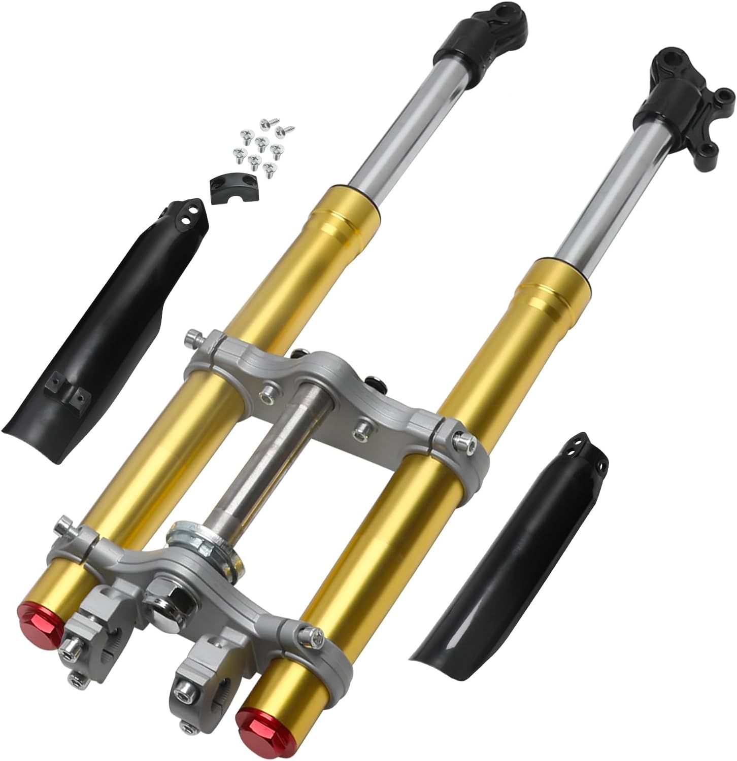 39/42mm 580mm 23" Front Fork Suspension Shock, Inverted Fork Tube for CRF50 XR50 SSR Apollo Taotao Coolster Razor Pit Dirt Bike (with Triple Tree Clamp)