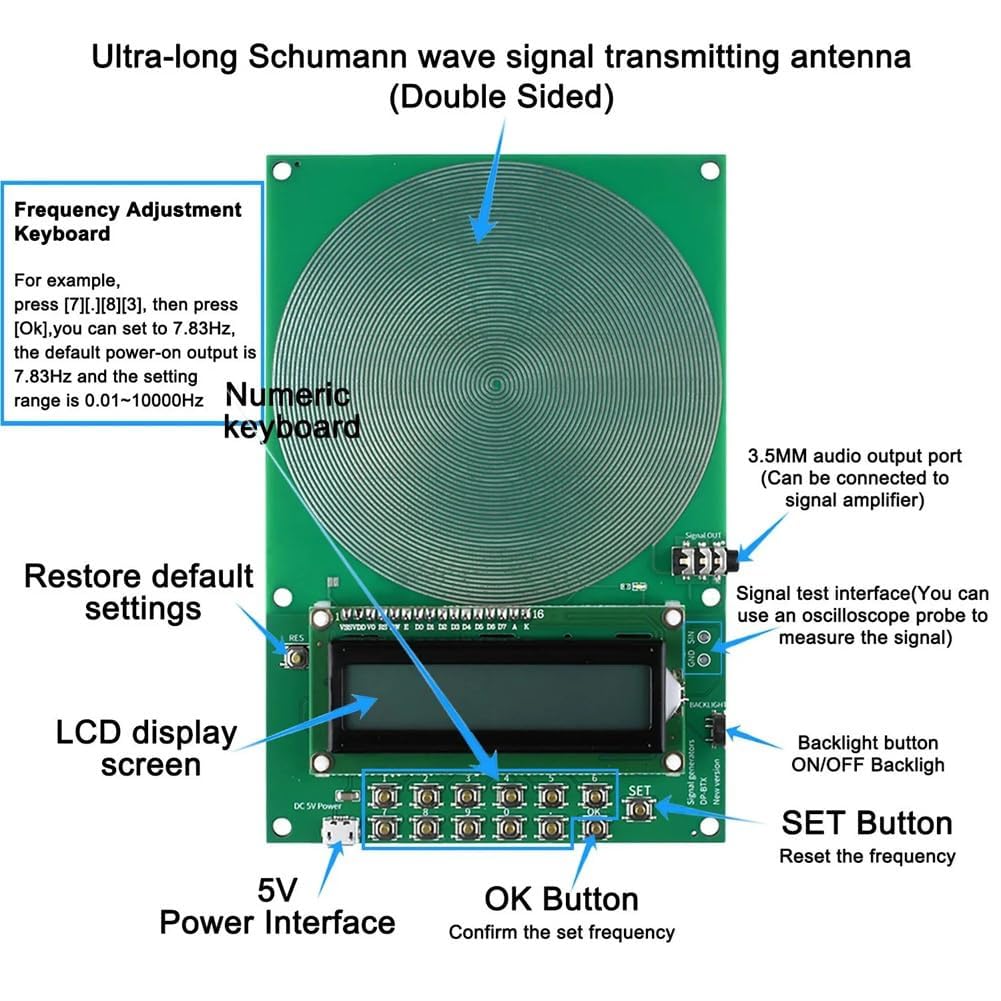 Générateur de Fréquence Personnalisé V2, Générateur de Résonance SchumannWave 7,83Hz 0,01Hz~200000Hz Onde Sinusoïdale Réglable A