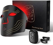 Red Light Therapy for Face 4 Wavelengths Red Light Mask660nm Red, 850nm NIR, Blue, Yellow, 84 LEDs, Wireless 2000mAh Charging, Multiple Light Modes Anti-Aging & BrighteningBlack