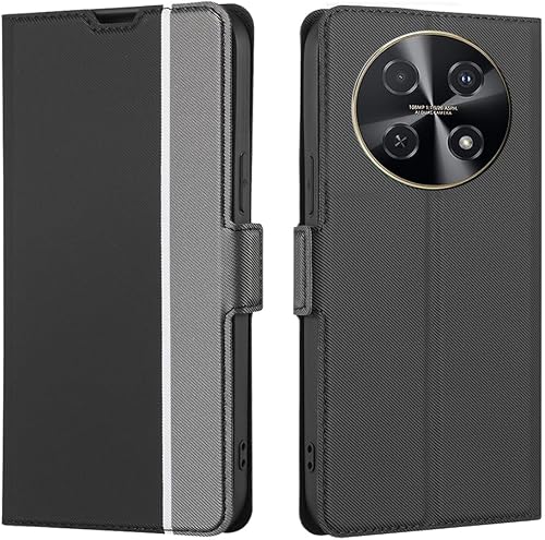 PU Leather Flip Phone Case Compatible with Huawei Nova 12i 4G - Black