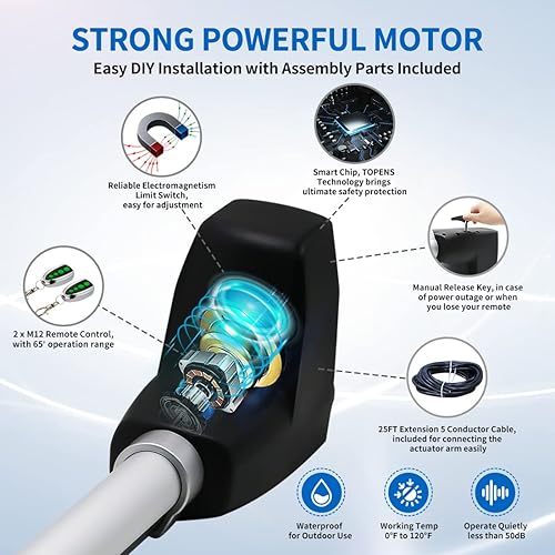 Miniatura 4 de TOPENS AT602 Abridor de puerta oscilante doble, motor de puerta automático de servicio medio para puertas batientes dobles de hasta 18 pies por