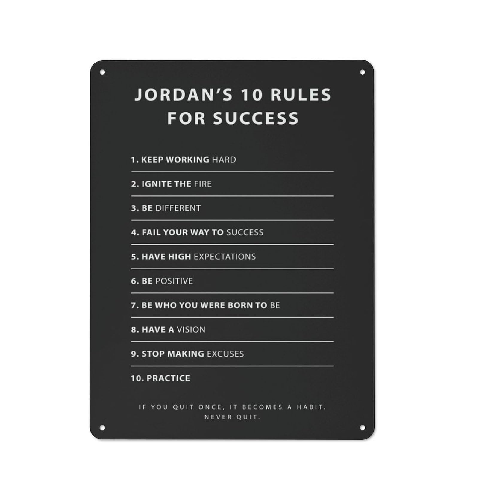 Junmoney Style-12 Metal Plaque 40X30cm With Rules For Success For Hallway Wall, Rustic Decor, A Metal Wall Feature For Hallways And Entrance Areas