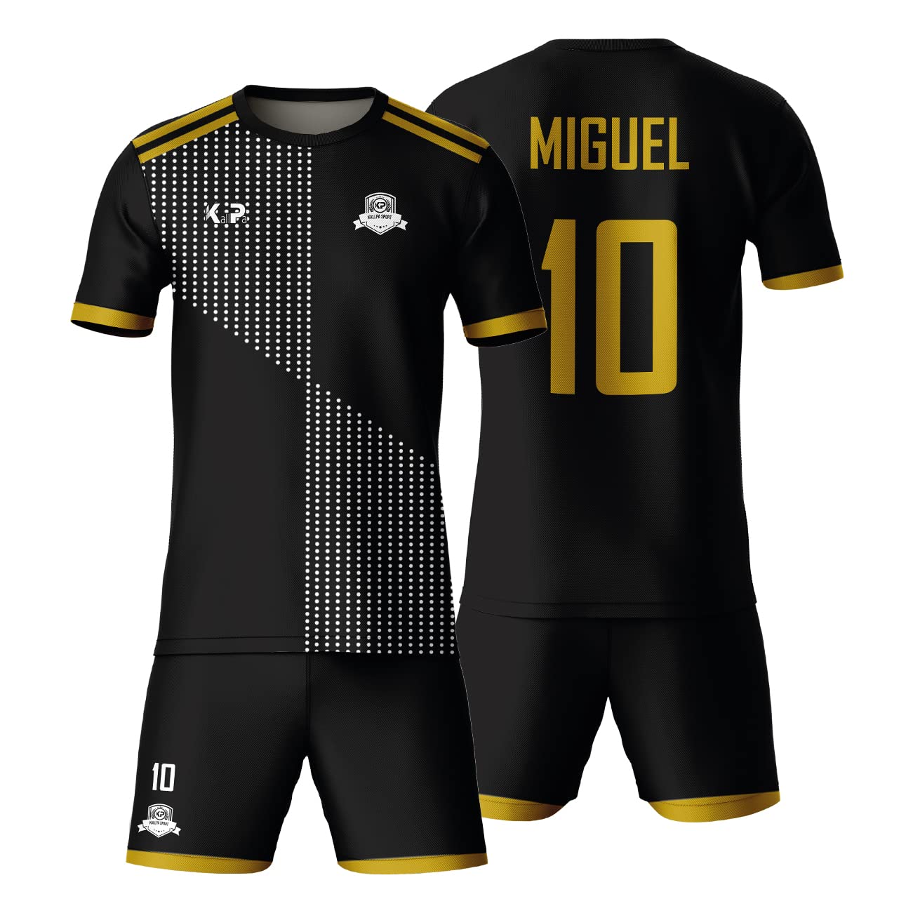 KALLPA Equipación Deportiva de fútbol Personalizada. Unisex niños y Adultos. Camiseta y calzona. Personaliza con tu Nombre, Escudo y número. Diferentes Modelos y Colores.