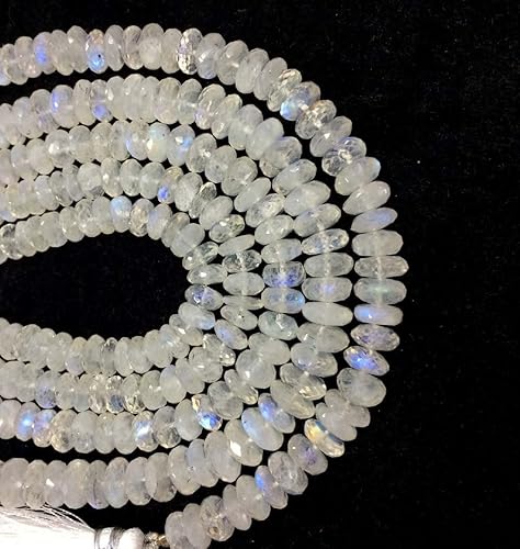 Miniatura 2 de AAA+ - Cuentas de manualidades con facetas de piedra lunar con efecto arcoíris blanco, 0.157-0.197 in, redondas, 8 piezas