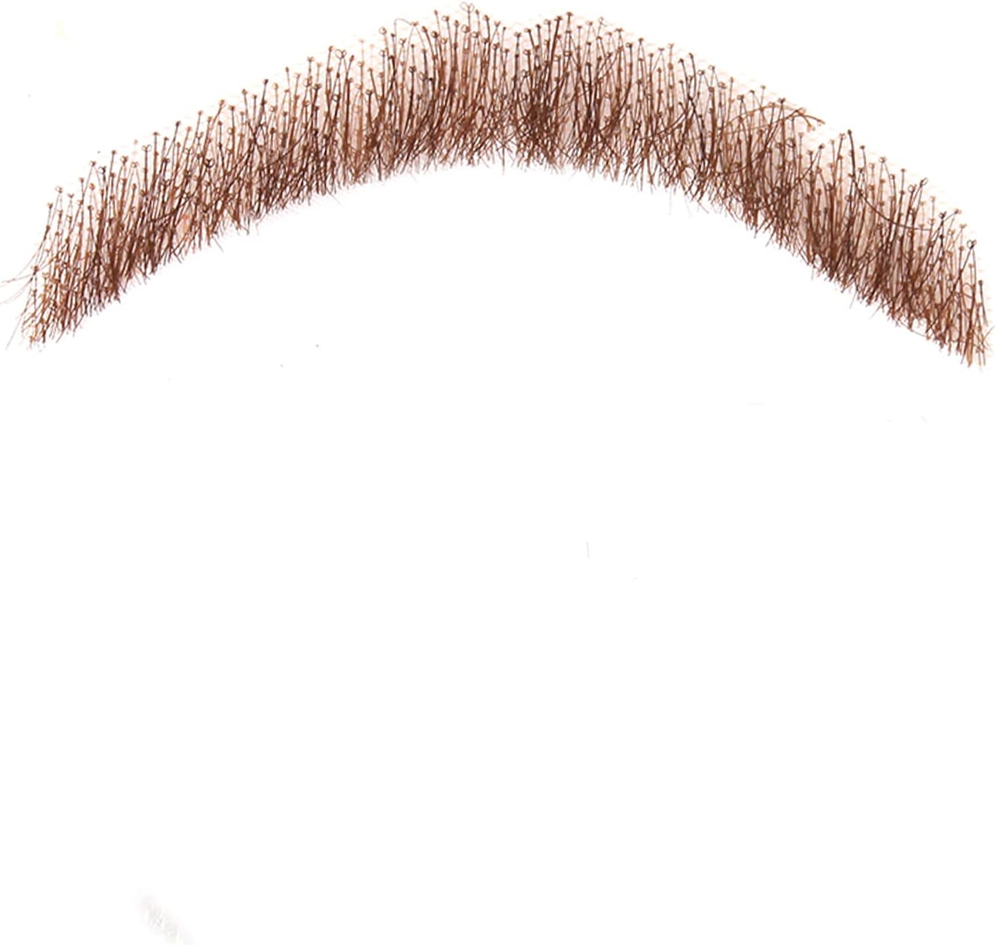 Brown Fake Beard for Men Human Hair Fake Chevron Mustache Realistic False Facial Hair Hand Tied Lace Beard for Costume Party Funny Cosplay Halloween Brown Color