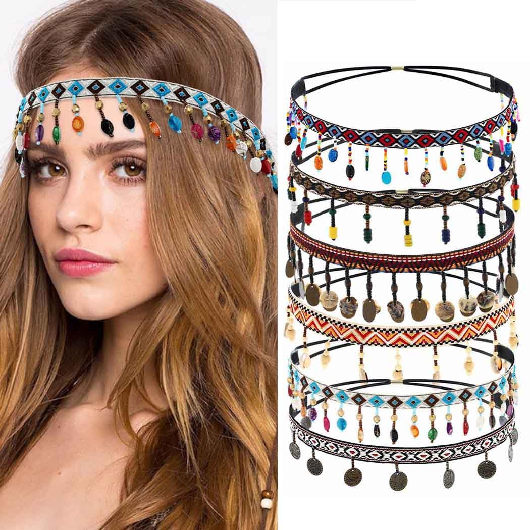Amazon.com : Woeoe Boho Beaded Headband Elastic No Slip  display picture 1