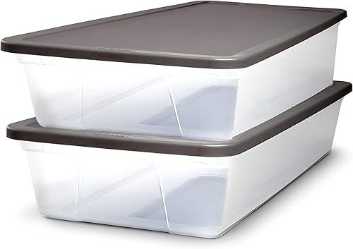 Vista 63 de Homz - Contenedores de plástico para almacenamiento, con tapas blancas, 6 cuartos de galón, transparentes, apilables Tapa azul,Tapa gris,Tapa blanca