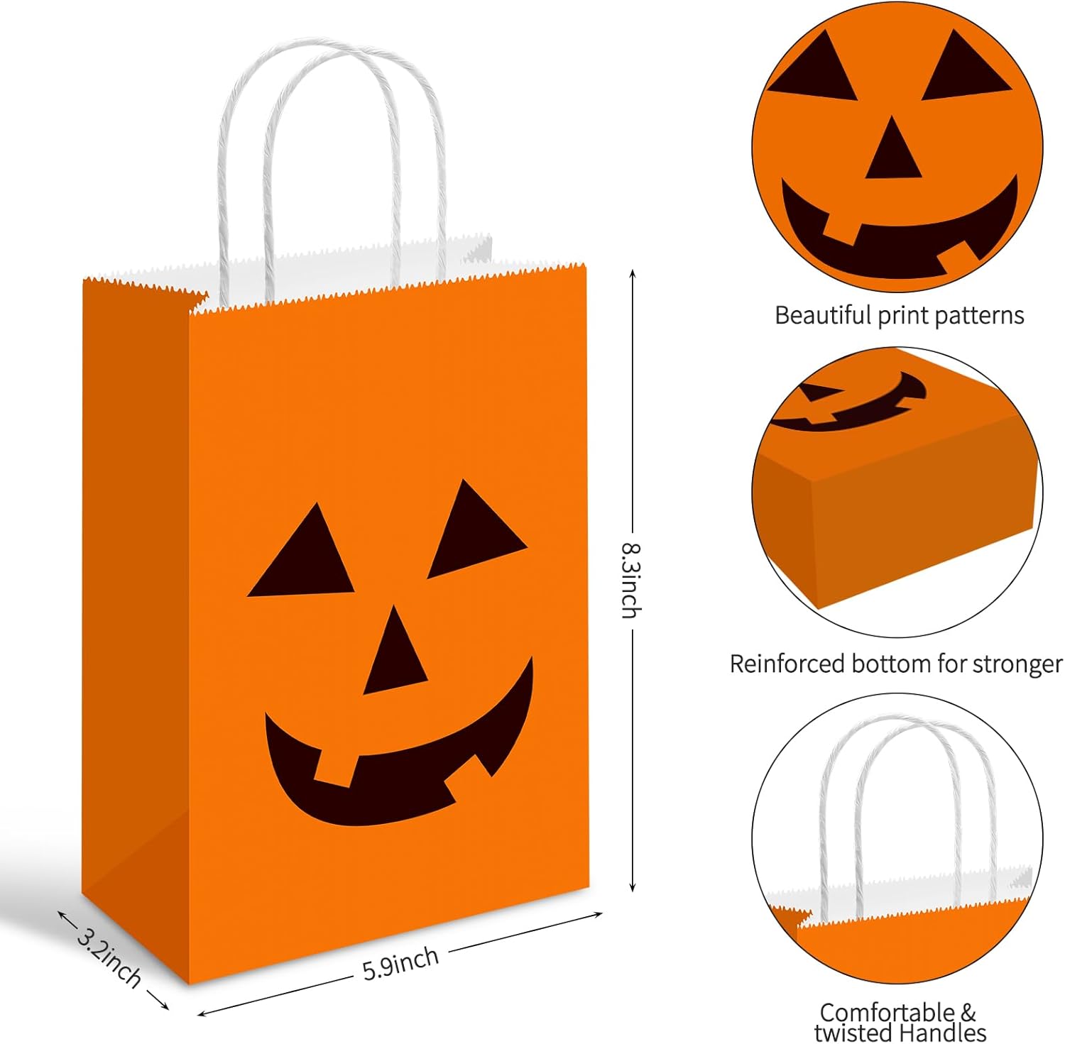 YE 12 PCS Halloween Pumpkin Gift Candy Bags with Handle Trick or Treat Bags Party Favor for Halloween Party Decorations - Image 2