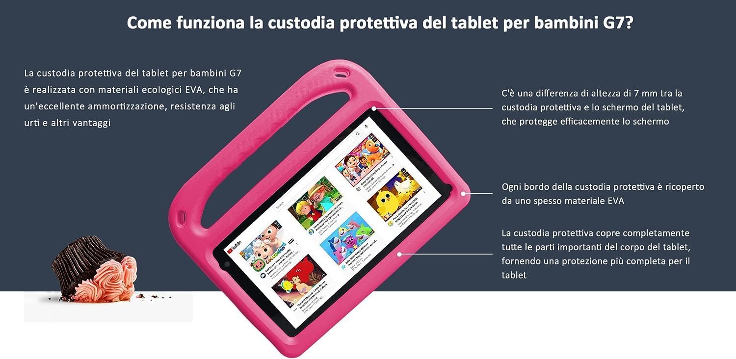 GOODTEL Tablet Bambini 7 Pollici FHD Android 13, 7 GB RAM+64 GB ROM,Bluetooth, GPS, Educazione + Giochi, Google Play, Doppia Fotocamera, Controllo Parentale, Slot MicroSD, con Custodia, Rosa GOODTEL Tablet Bambini 7 Pollici FHD Android 13, 7 GB RAM+64 GB ROM,Bluetooth, GPS, Educazione + Giochi, Google Play, Doppia Fotocamera, Controllo Parentale, Slot MicroSD, con Custodia, Rosa