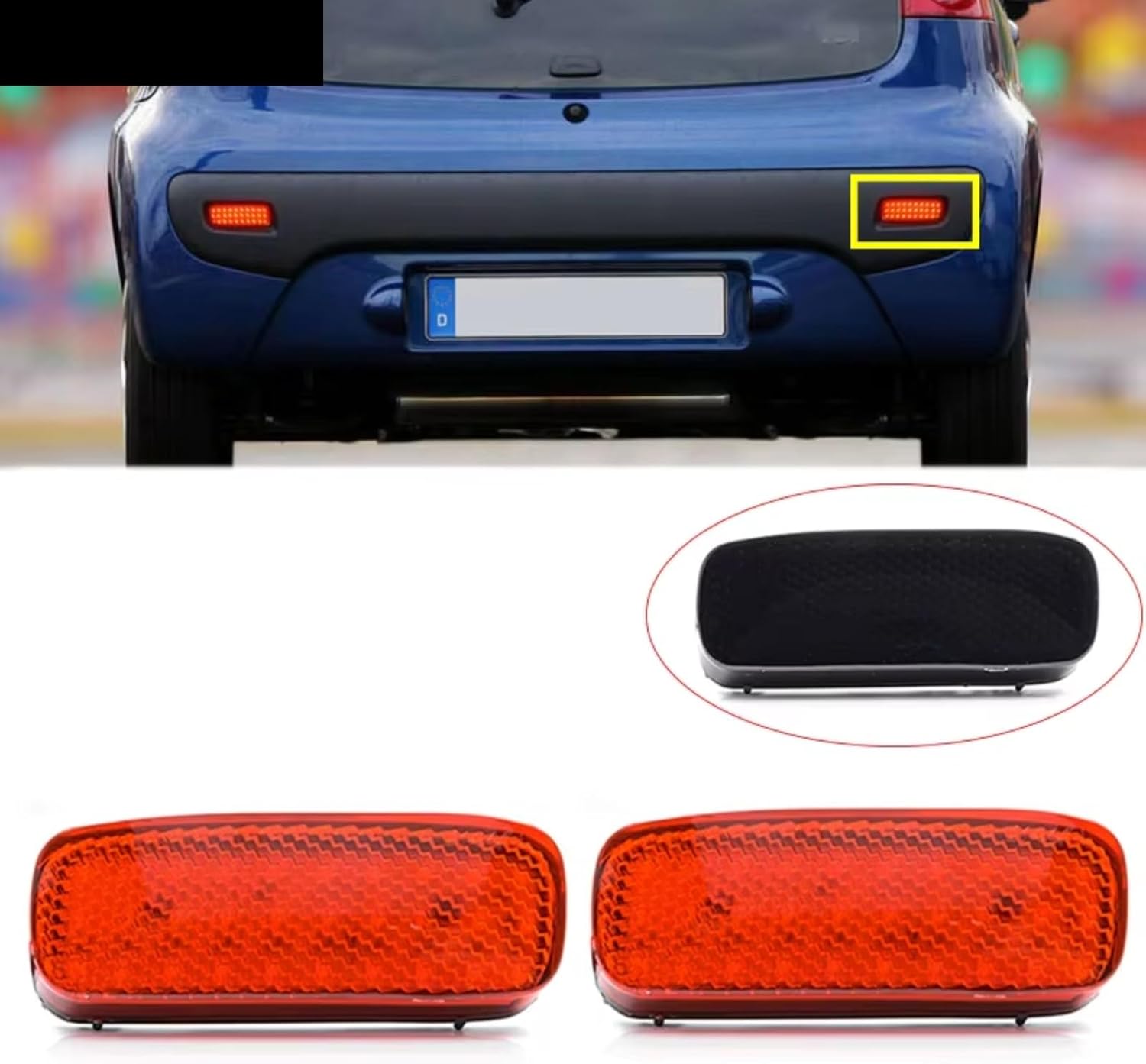 Rear Bumper Tailgate Reflector Compatible With Peugeot For 607 2000-2010 For Expert 2007-2024 Rear Bumper Brake Lamp Parking Signal Light Reflector Lens 9659830680(Black)