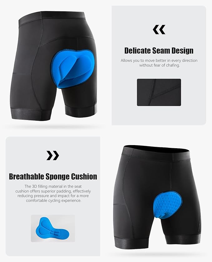 Calzas ciclistas para hombre con 3 bolsillos y almohadilla 3D miniatura 3