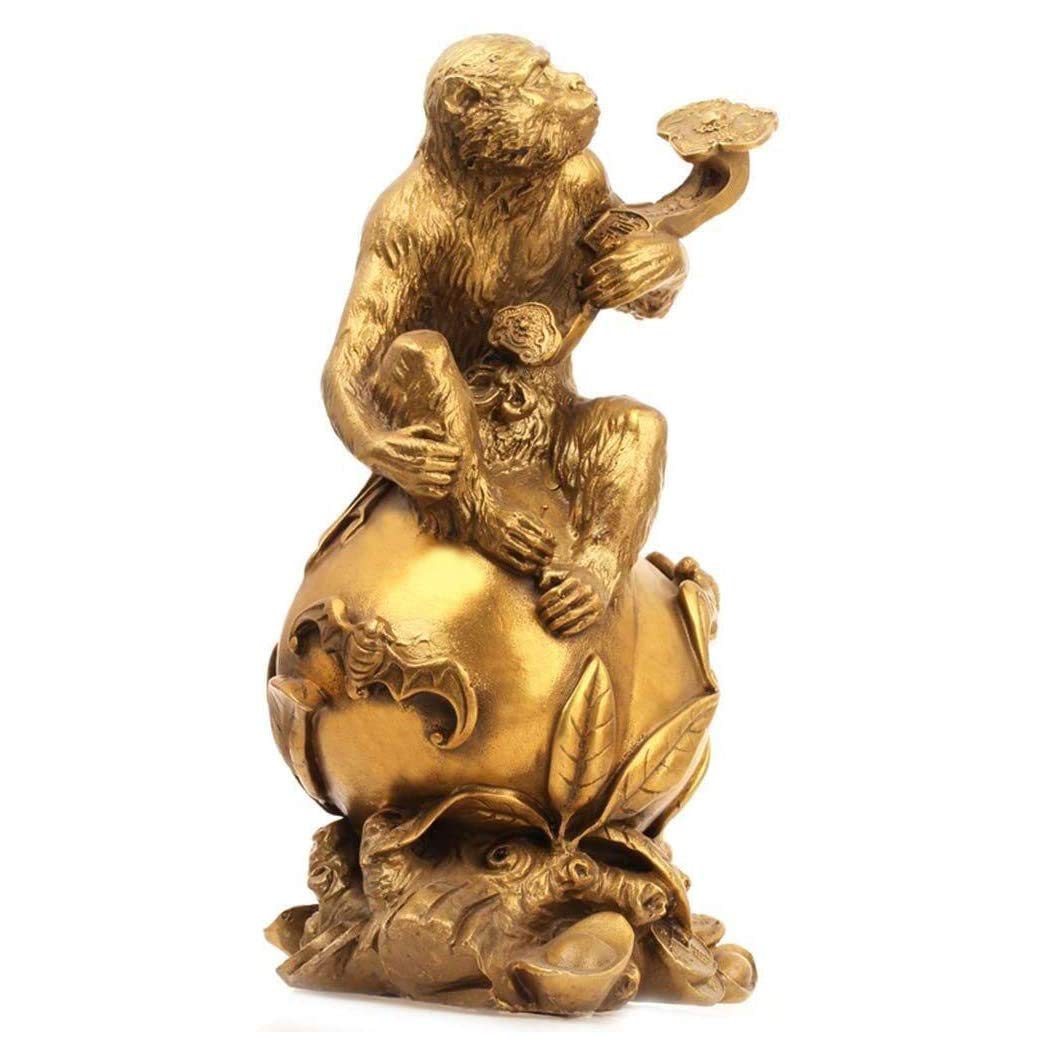YNIYUJKL Feng Shui Ornaments Pure Brass Chinese Zodiac Monkey Statues Birthday Gifts Figurine Home Living Room Lucky Crafts Wealth And Good Luck Sculpture