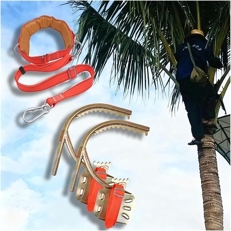 Complete Arborist Climbing Kit,Adjustable Tree Climbing Spikes for Tree Work/Hunting Observation/Chainsaw, Heavy Carbon Steel Wooden Pole Climbers Gear(250mm/9.8')