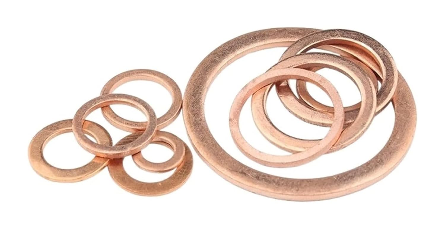 Metal Washers- Inner Diameter Seal Gasket Sealing Ring Thin Sheet Red CopperScrew Oil Drain Washer(22x30x2)