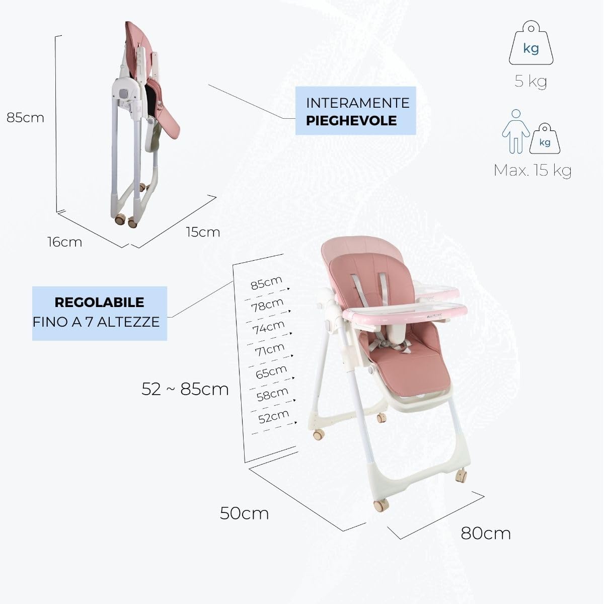 Mobiclinic® kids, Seggiolone per bambini, Evolutiva, Pieghevole, Trasformabile in, Simba, Imbracatura a 5 punti, Ruote con freno, Doppio vassoio estraibile, Tessuto lavabile, Regolabile
