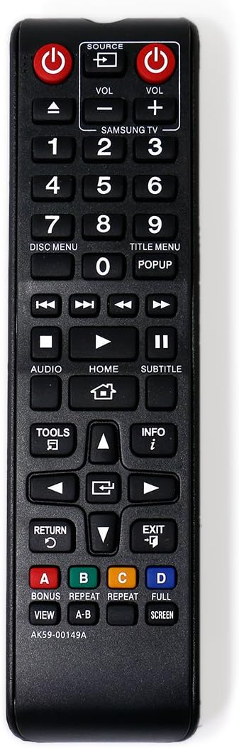 AK59-00149A Replacement Remote Control fit for Samsung BLU RAY DISC Player BD-ES5000 BD-ES5300 BD-F5100 BD-FM57C BD-HM59 Blu-ray Player