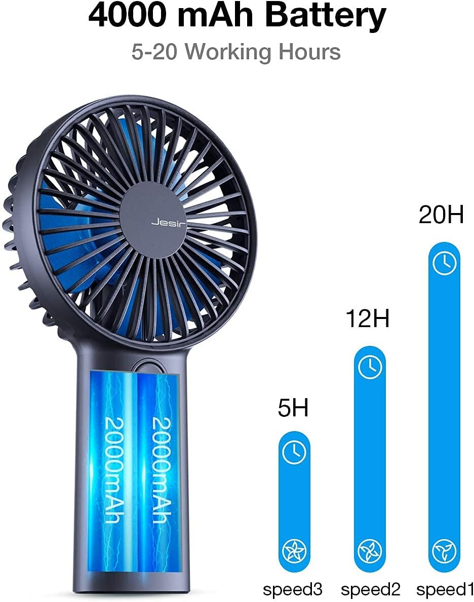 Handheld Misting Mini Fan, 4000 mAh Battery Operated or USB Powered Portable Fan with Cooling Humidifier, 5-20 Hours Battery Life, Water Spray Fan, 3 Setting,Quiet Air Conditioner for Travel and Women