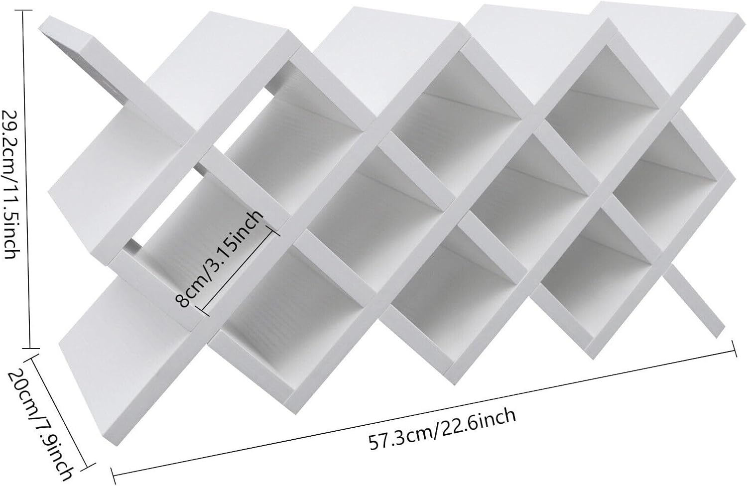 Wine Lattice Rack, 10 Grids Wine Rack Wall Mounted, Wine Shelf Wall Mounted, Free-Standing Diamond-Shaped Design, Storage Shelf Glass Bottle Organizer for Living Rooms, Kitchens, Bars