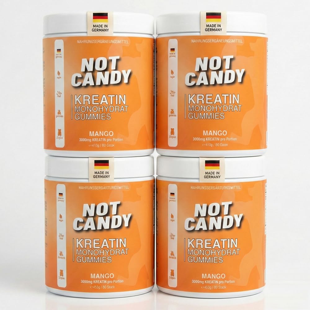Kreatin Gummibärchen | 3000 mg Kreatin Monohydrat pro Tagesportion | Vegan & Halal | Fruchtige Gummies – Laborgeprüft | 90 Stück | Creatine Premium Qualität (4 Packung)