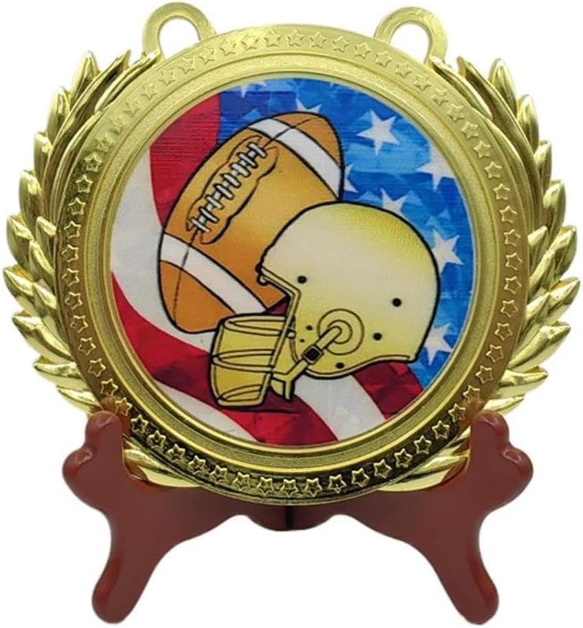 Football Champion Metal Medal 6.3 X 5.5 Inches with Championship Necklace Awards Chain 31.5 Inch