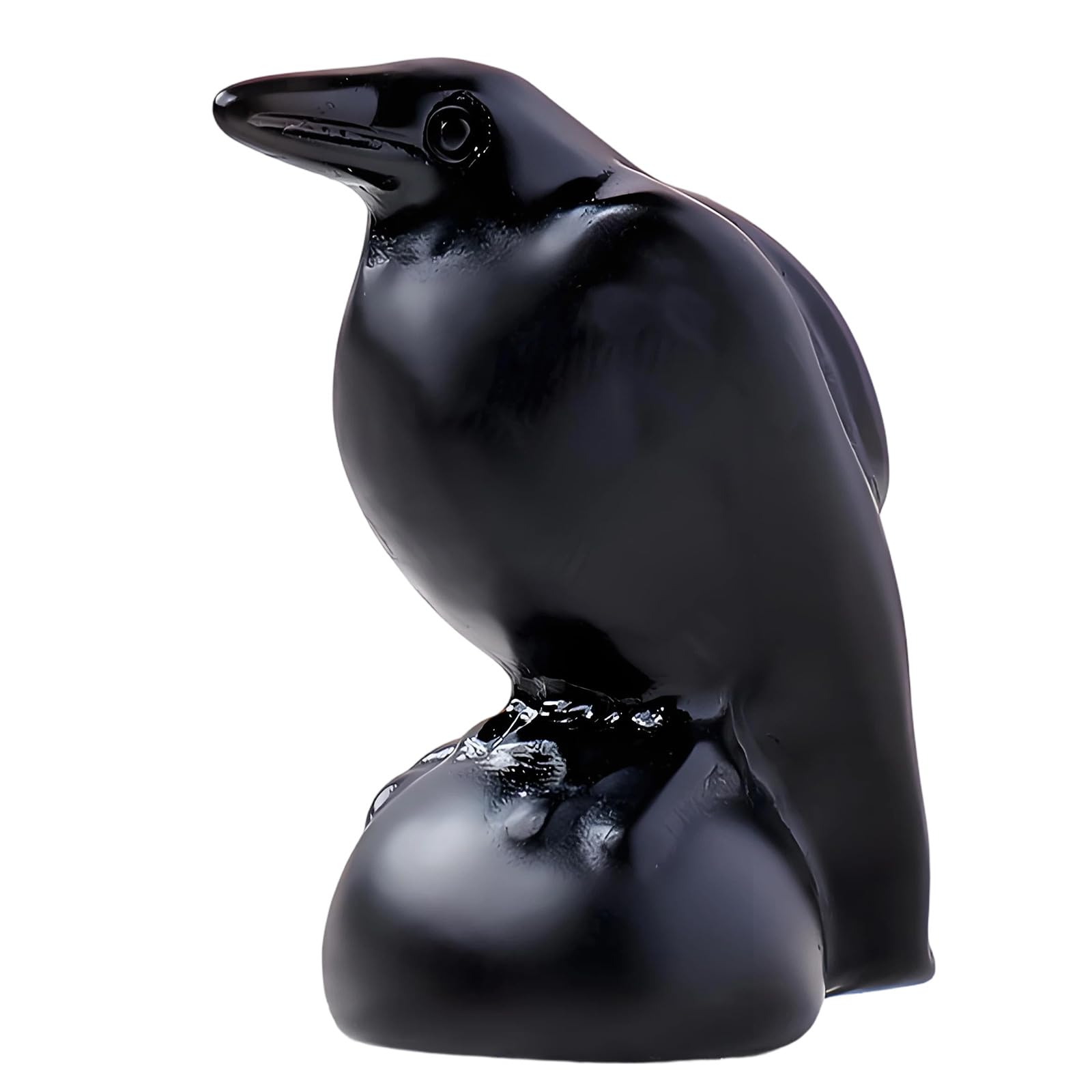 alloneslife Natural Obsidians Crystal Ravens Statue Crystal Animal Sculpture Lucky Guarders Pocket Statues Reiki Offices Home Decoration Gifts Obsidians Ravens Figurine