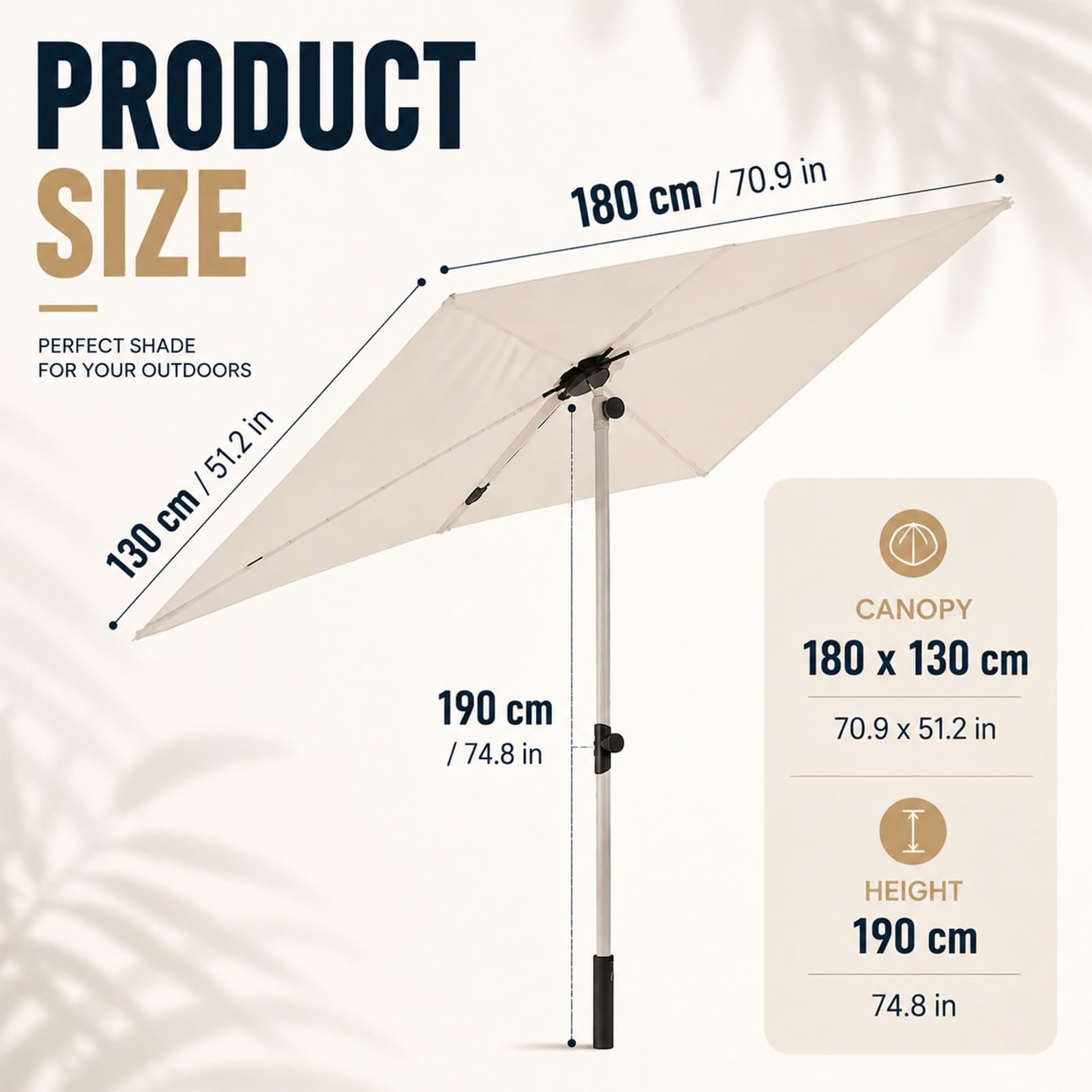Prostokątny Parasol Balkonowy Z Obrotem 360 Stopni, Regulowane Nachylenie I Wysokość, Daszek Przeciwsłoneczny Na Taras, Zewnętrzny Zadaszenie Na Ogród, Pomost, Mieszkanie, Camping I Plażę