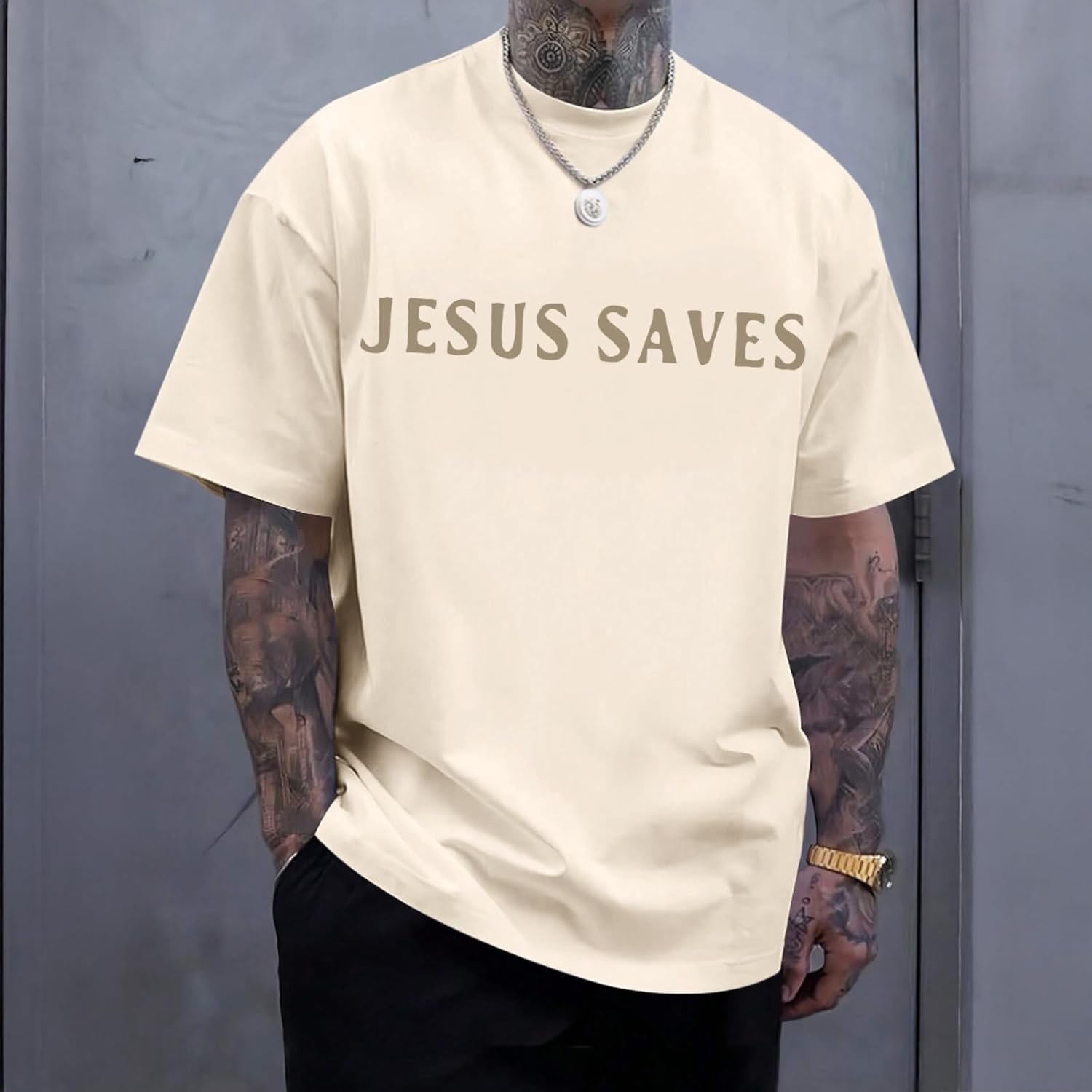 Christian Shirts for Men Jesus Saves Shirt Religious Faith Tshirt Inspirational Bible Verse Graphic Tee Tops - Image 3