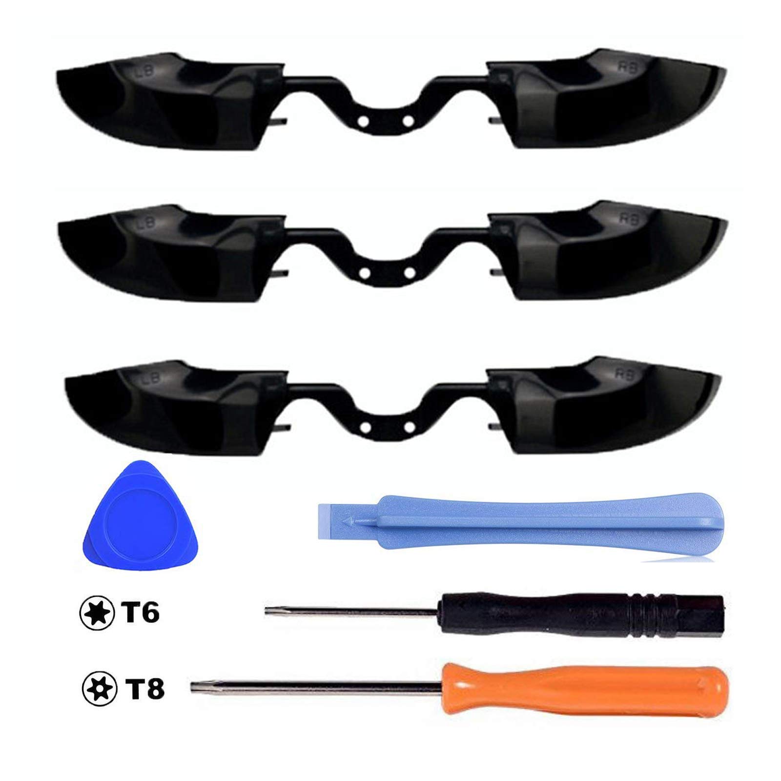 Yoogeer 3 Pack 2019 Updated Bumpers Replacement LB RB Triggers Repair Buttons Parts for Xbox One Elite Controller, with T6 T8H Screwdriver Kit -Black