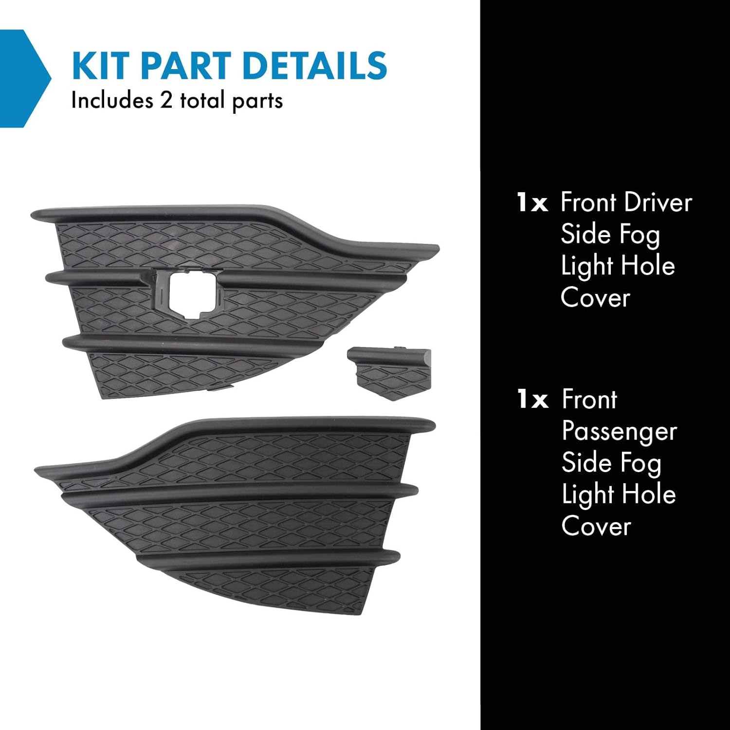 TRQ Front Driver & Passenger Side Fog Light Hole Cover Set,Fog Light Cover Set Compatible with 2013-2016 Ford Escape FO1038124 FO1039124