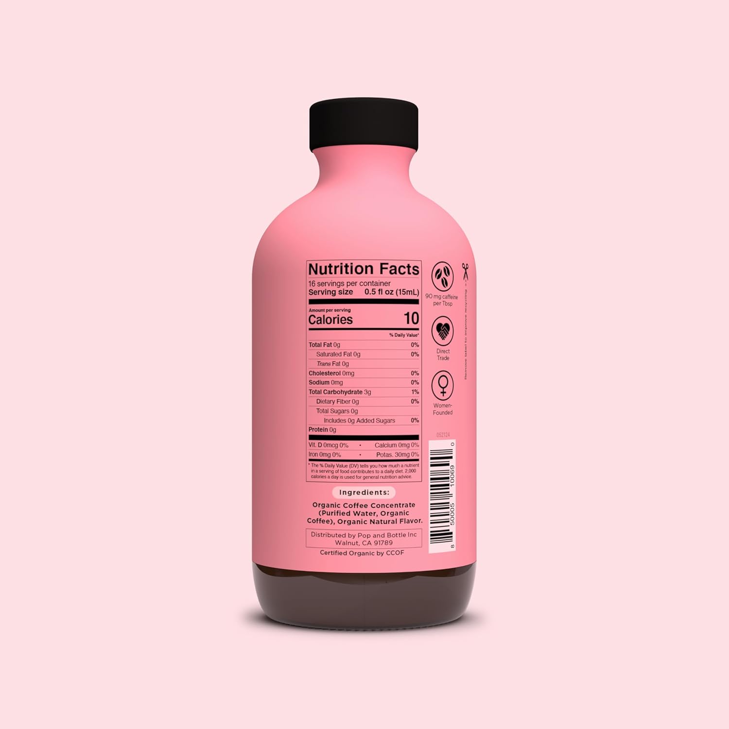 Pop & Bottle Cold Brew Coffee - Organic Cold Brew Concentrate for Instant Iced Coffee, Dairy-Free, Makes Up to 16 Cups - Caramel, 8 Fl Oz (2 Pack)