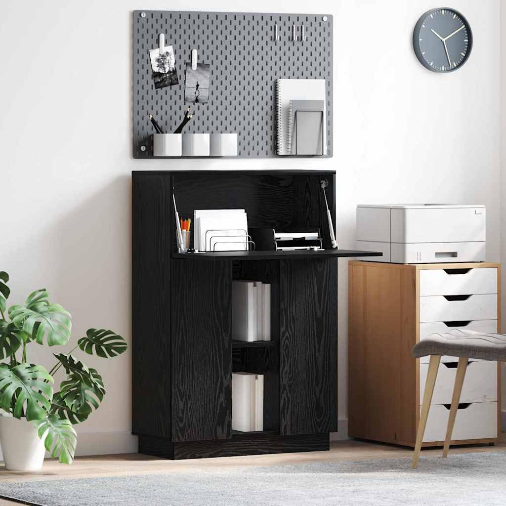 Scrivania rovere nero in legno ingegnerizzato 71,5 x 31,5 x 106,5 cm con cassetto e ripiano per ufficio, studio e smartworking, mobile salvaspazio per computer e gaming