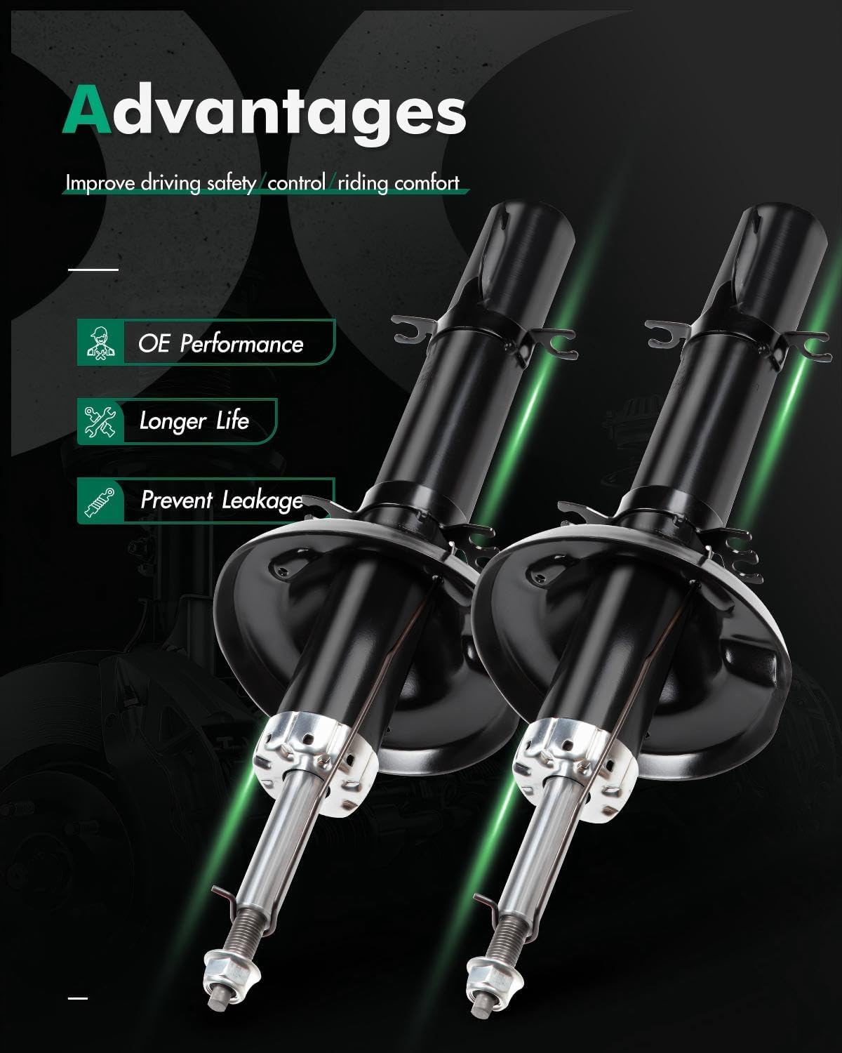 SCITOO Front Shock Absorbers Fits For VW Beetle 1998-2010,For VW Golf 1999-2006,For VW Jetta 1999-2005 Auto Shocks 334812 (2Pcs)