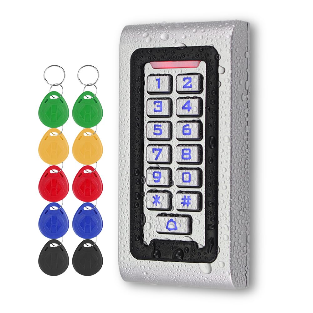 Metallo IP68 RFID Controllatore di Accesso Impermeabile Tastiera di Controllo di Accesso 125KHz Password Sistema di Apertura Porta, Lettore WG26, con Portachiavi RFID 10PCS