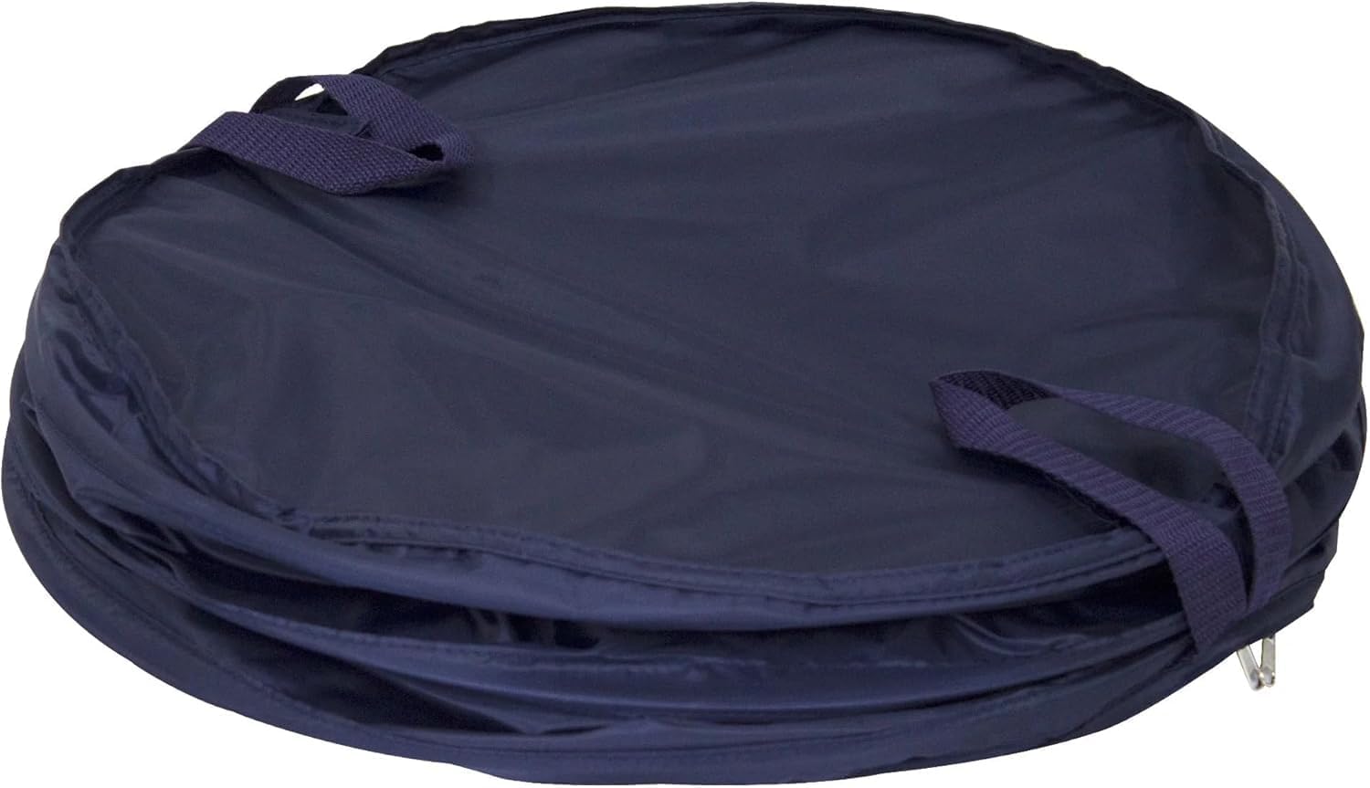 Navy Blue Laundry Hamper with Zipper Lid - Foldable 2-Load Storage Basket for Bedroom, Bathroom, Dorm Organization & Space Saving