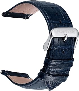 Quick Release Watch Bands Alligator Grain Calfskin Replacement Watch Straps Top Genuine Leather Watch Strap Stainless Steel Buckle Bracelet for Men Women - 20mm 22mm, Black Navy Blue