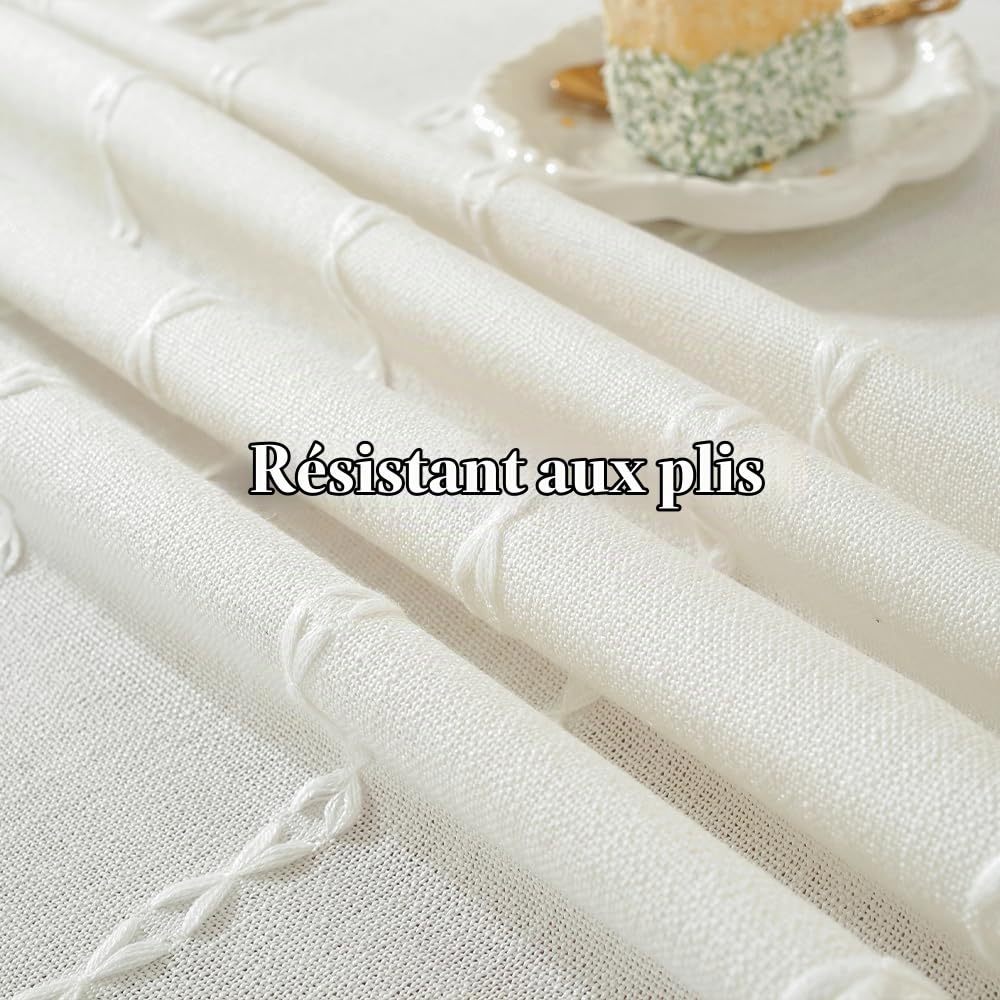 Nappe Rectangulaire 135 x 300 cm, Blanche Nappe Lin Nappes Tissu pour Salle à Manger, Exterieur, Picnic, Anniversaire, Automne,Noel