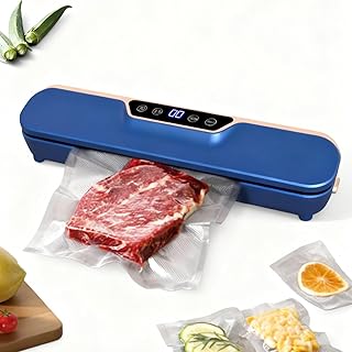 Premium Vacuum Sealer - 62kPa Powerful Suction, One - Touch Operation, LED Indicator Lights, Vacuum Sealer for Dry/Wet Foods, Includes Starter Kit(Blue)