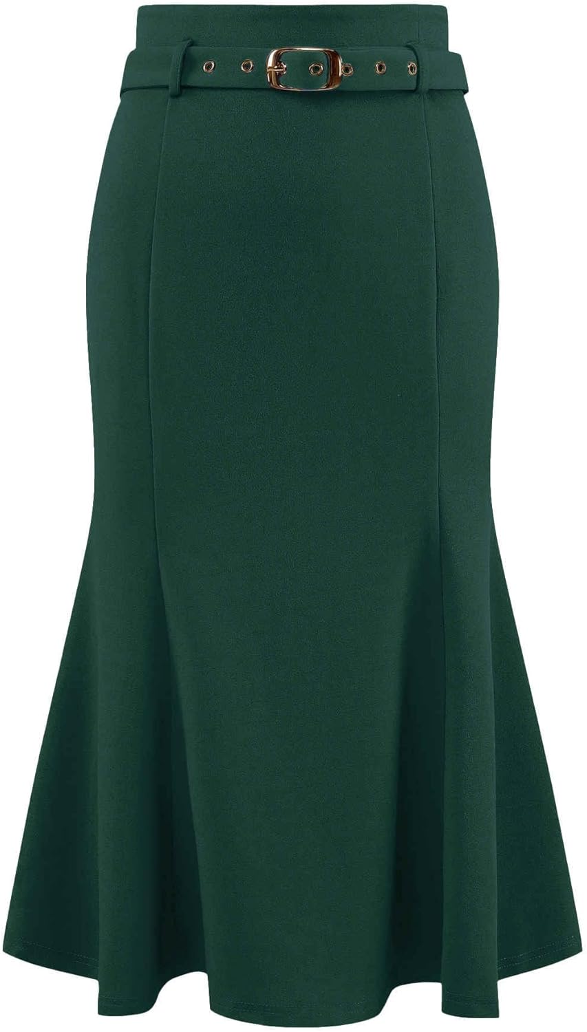 Hobemty Women's Elegant Fishtail Skirt High Waist Belted Work Midi Mermaid Skirts