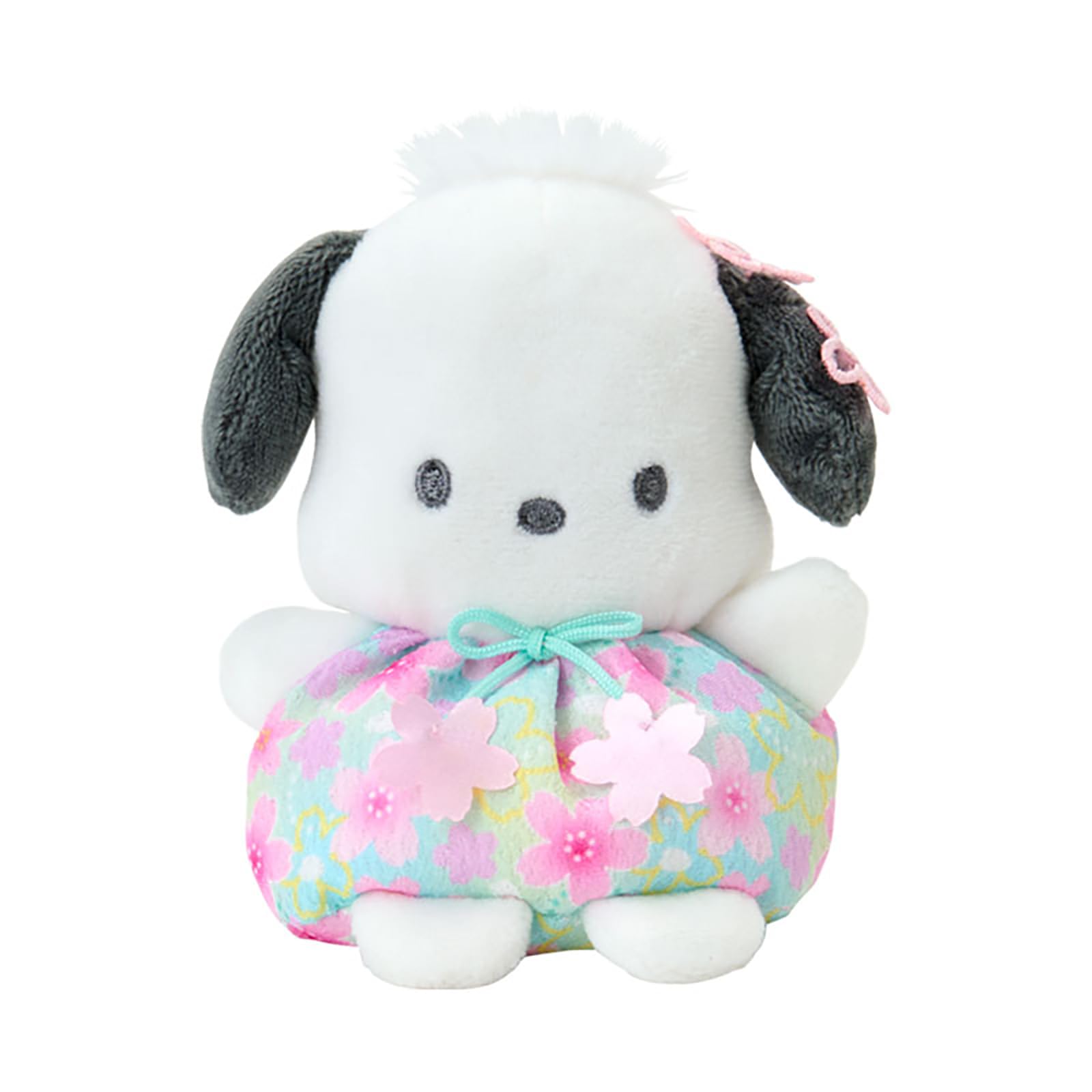 Sanrio Pochacco Face Doll Sakura Polyester Plush 3.7x4.3in Japan