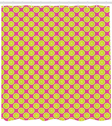 Lunarable Lemonade Shower Curtain, Lime Slices Hipster Tropical Fruits Aromatic