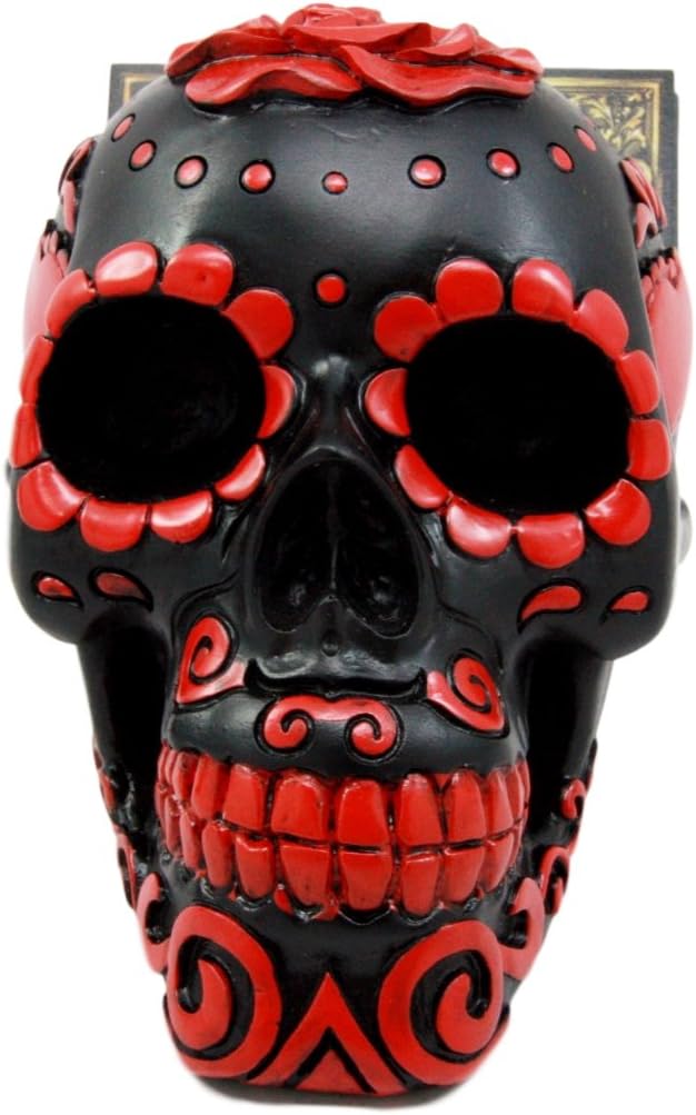 Atlantic Collectibles Day Of The Dead Sugar Skull Business Card Holder Figurine Desktop Office Accessory