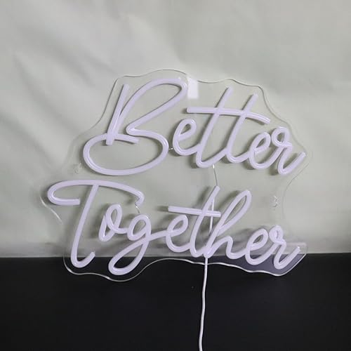 Miniatura 8 de QiaoFei Led Better Together - Letrero de neón con letras alimentadas por USB con interruptor de atenuación, luces de neón para bodas, compromisos,
