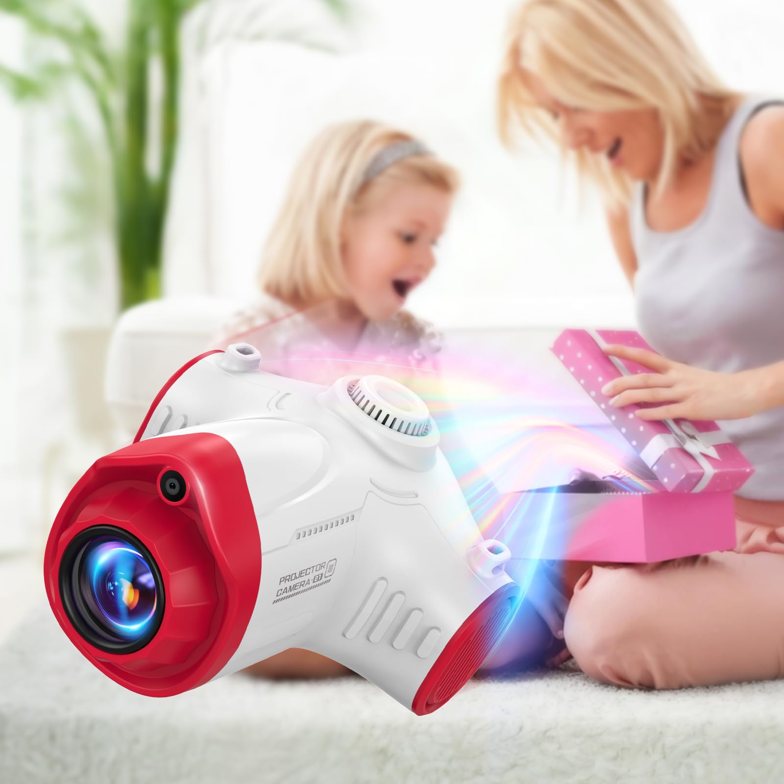 Macchina Fotografica Bambini con Funzione di Proiezione, CHAKEYAKE 1080P Fotocamera Digitale Bambini con Treppiede, Scheda SD 32G,Batteria da 2500 mAh, Regalo Bambino Bambina 3-12 anni (Rosso)